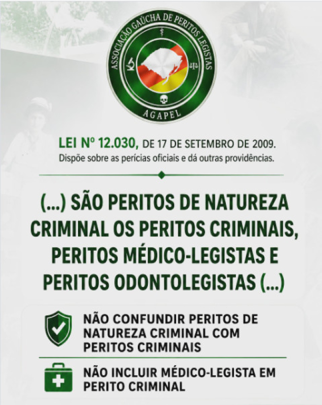 Lei Federal nº 12.030/2009 dispõe sobre as perícias oficiais